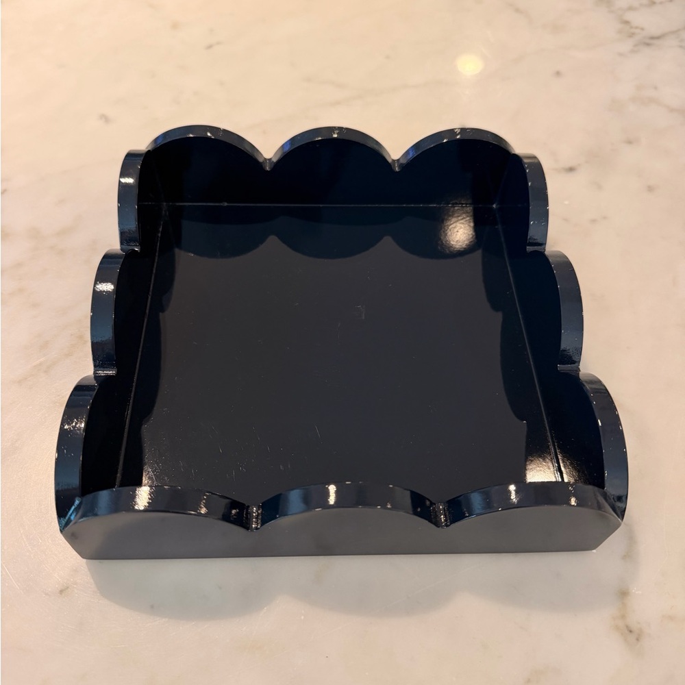 Mark & Graham Scalloped Lacquer Mini Tray - Navy Blue, never used